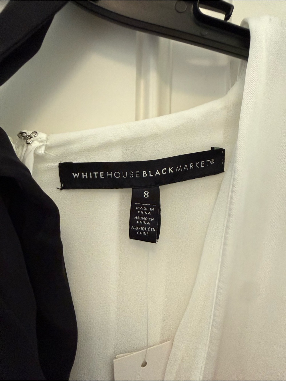 White House Black Market Black & White Long-Sleeve Tie-Neck Dress - Picture 3 of 5